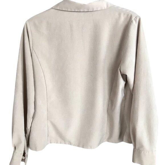 Laura Scott Petite Vintage Button-Down Blouse: Textured Taupe Shirt, Women's 14P - Picture 13 of 14
